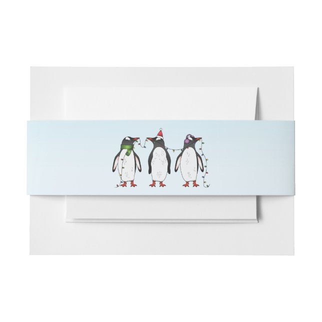 Drei Weihnachtspinguine Illustration Einladungsbanderole (Vorderseite Beispiel)