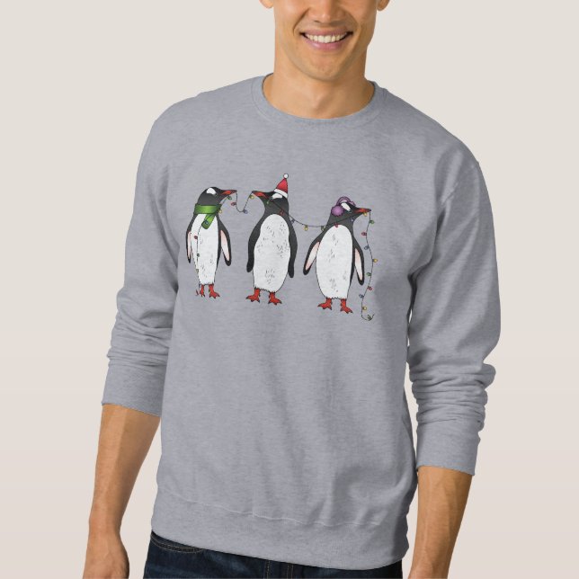 Drei Weihnachtspinguine Illustration Sweatshirt (Vorderseite)