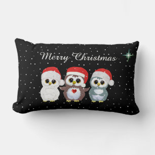 Drei Weihnachtssäulen auf schwarz Lendenkissen