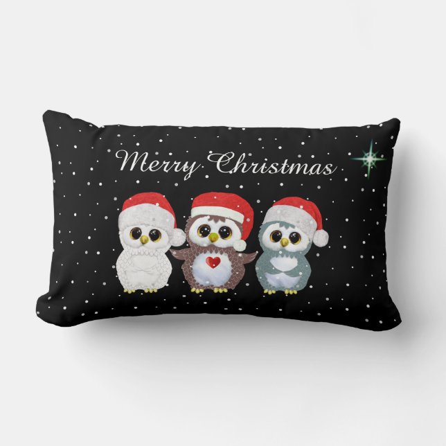 Drei Weihnachtssäulen auf schwarz Lendenkissen (Vorderseite)