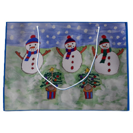 Drei Weihnachtsschneemänner Große Geschenktüte
