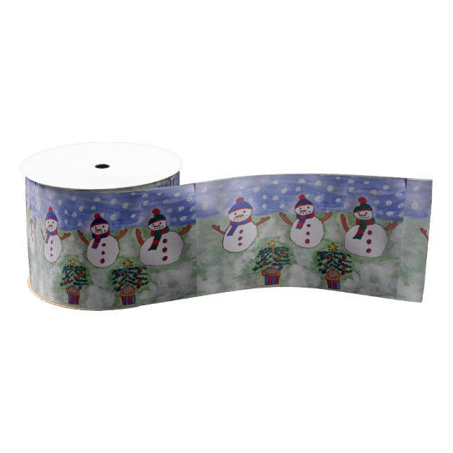 Drei Weihnachtsschneemänner Ripsband (Spule)