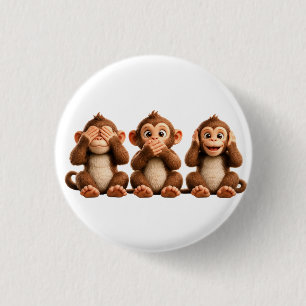 Drei Weise Affen Button
