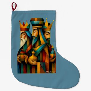 Drei Weise Männer Abstrakte Geburtskunst Großer Weihnachtsstrumpf