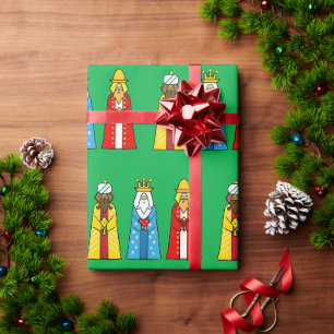Drei Weise Männer auf Grün Geschenkpapier