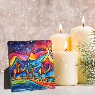 Drei Weise Männer Farbige Weihnachtsfeiertage Fotoplatte