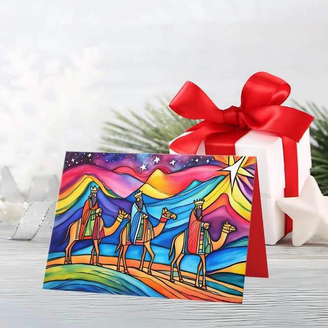 Drei Weisen farbenfrohe Weihnachten (This colorful greeting card with its stained-glass effect is contemporary yet traditional. )