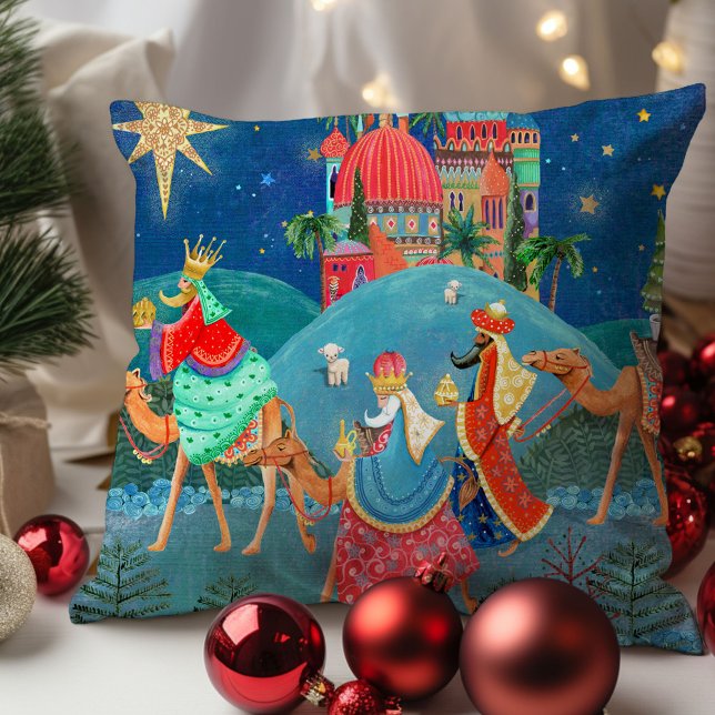 Drei Weisen Los Reyes Magos Weihnachten Kissen (Three Wise Men Los Reyes magos holiday Christmas Throw Pillow)