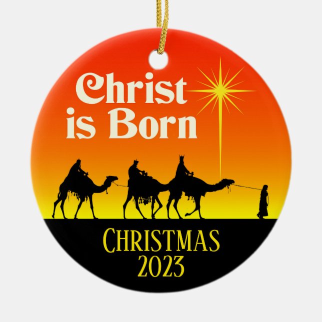 Drei Weisen Star von Bethlehem Weihnachten Keramik Ornament (Vorne)