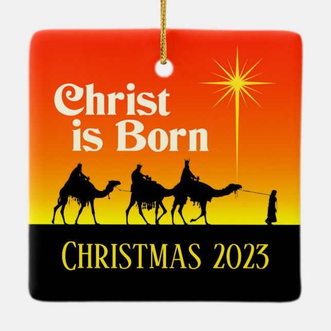Drei Weisen Star von Bethlehem Weihnachten Keramikornament (Rückseite)
