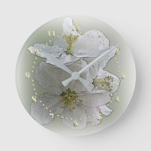 drei weiße Blume Runde Wanduhr