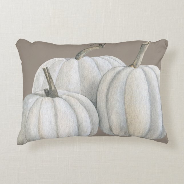 Drei weiße Pumpkins Dekokissen (Vorderseite)