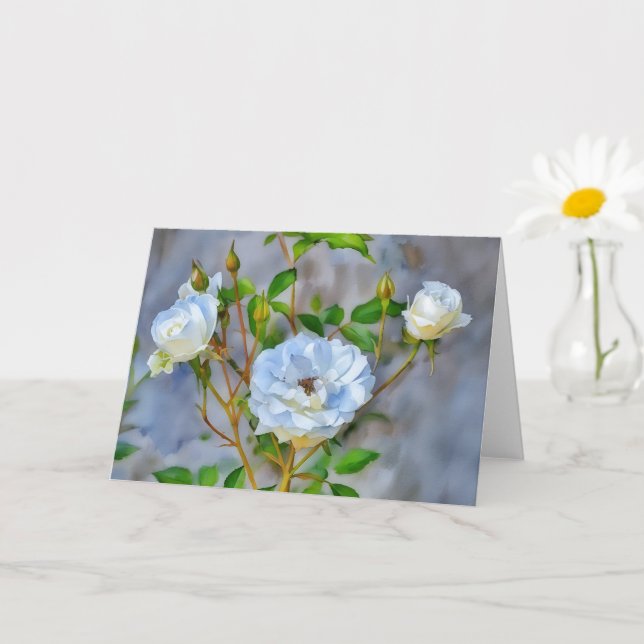Drei weiße Rosen - Art-Note-Karte Karte (Kleine Pflanze)