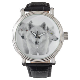 Drei weiße Wölfe Armbanduhr