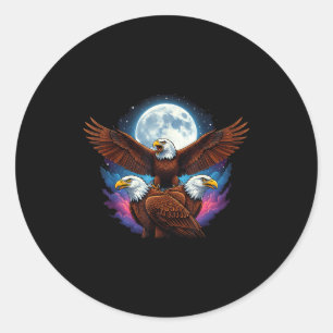 Drei Weißkopfseeadler Mond Meme lustiger Vogellieb Runder Aufkleber