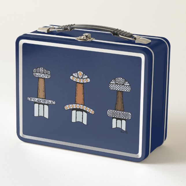 Drei Wiking Sword Hilts Metall Lunch Box (Vorderseite)