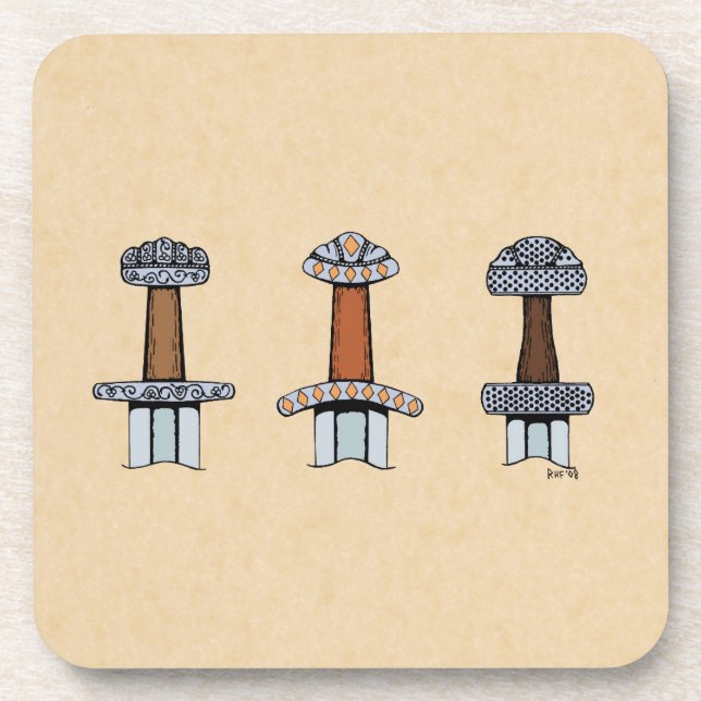 Drei Wiking Sword Hilts Untersetzer (Vorderseite)