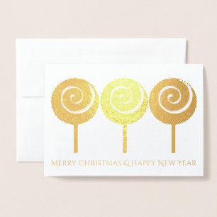 Drei wirbelnde Lollipops Weihnachtsgrüßkarte Folienkarte