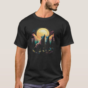 Drei Wölfe heulen auf dem Mond Frauen Kawaii Wi T-Shirt