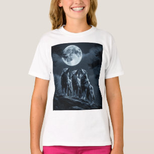Drei Wölfe heulen bei Vollmond - Drei Wolf T-Shirt