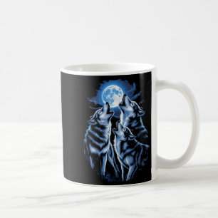 Drei Wölfe Heulen Mond Wildtiere Wolfsfreunde Kaffeetasse