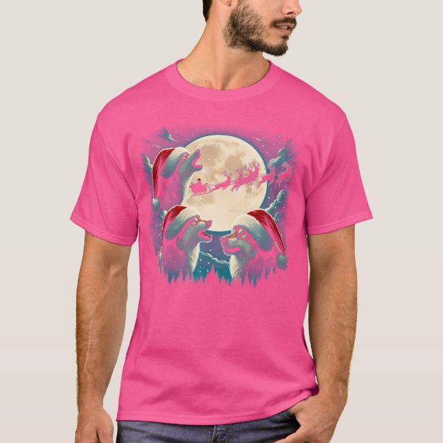 Drei Wölfe unter dem Mond Weihnachts Weihnachten W T-Shirt (Vorderseite)