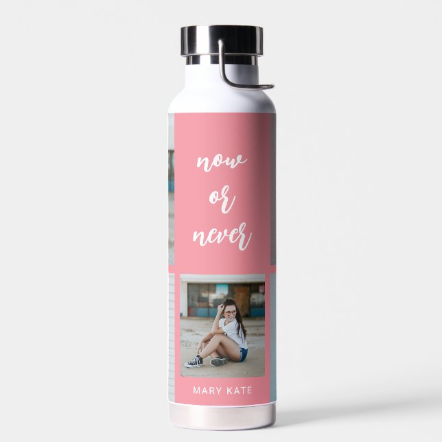 Drei Wörter Collage EDITABLE FARBFLasche Trinkflasche (Links)