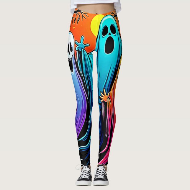 Drei wunderbare Halloween-Geisterdesign Leggings (Vorderseite)