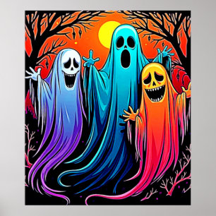 Drei wunderbare Halloween-Geisterdesign Poster