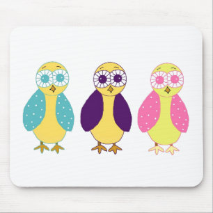 Drei wunderliche Eulen Mousepad