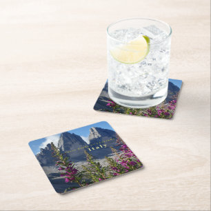 Drei Zinnen der Lavaredo-Wildblumen Italien Rechteckiger Pappuntersetzer