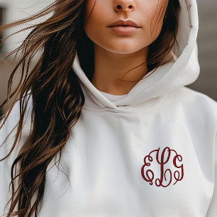 Dreibuchstaben-Schrift-Monogramm Bestickter Hoodie