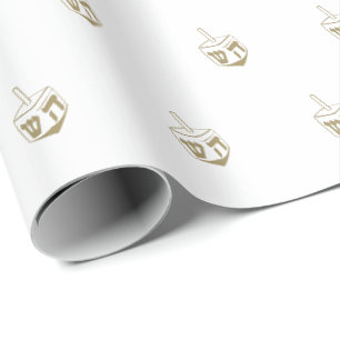 Dreidel gold-weißes Muster Hanukkah Gift Geschenkpapier