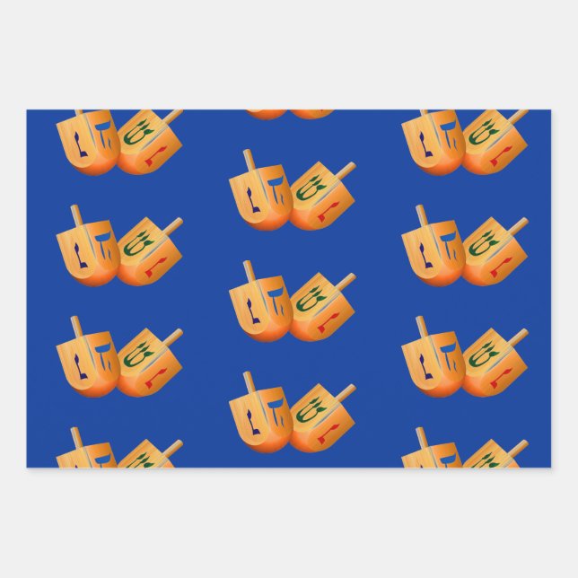 Dreidel Hannukah Holiday Wrapping Paper Geschenkpapier Set (Vorderseite)