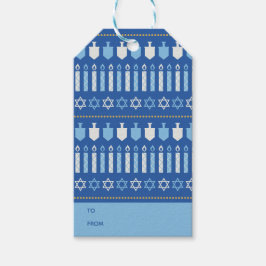 Dreidel Icons Hanukkah Holiday Blue Gold Geschenkanhänger