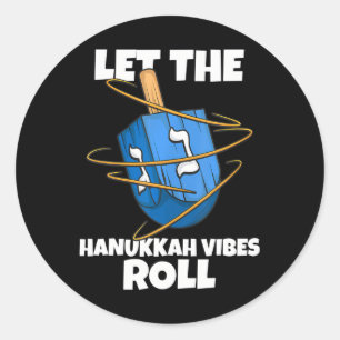 Dreidel Ließ den Hanukkah Vibes Roll jüdisch Runder Aufkleber