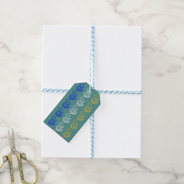 Dreidels + Sterne Geschenkanhänger (Mit Garn)