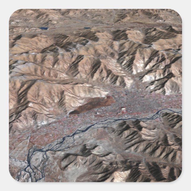 Dreidimensionale Sicht der Landschaft Quadratischer Aufkleber (Vorderseite)