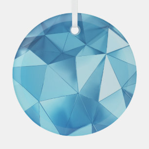 dreidimensionaler geometrischer, metallblauer Hint Ornament Aus Glas