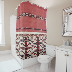 Dreieck Kilim III Roter Schwarz-weißer Streifen Duschvorhang