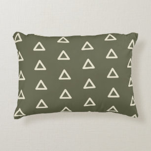 Dreieck-Muster in Moss Green & Cream Geometric Dekokissen