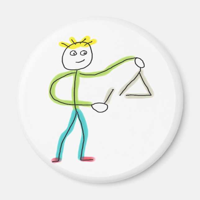 Dreieck spielender Stickman Magnet (Vorne)
