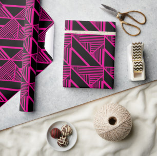Dreieck Streifen in Magenta und Schwarz Geschenkpapier