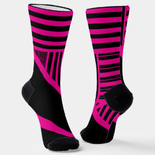 Dreieck Streifen in Magenta und Schwarz Socken