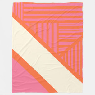 Dreieck Streifen in Rosa, Orange und Creme Fleecedecke