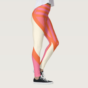 Dreieck Streifen in Rosa, Orange und Creme Leggings