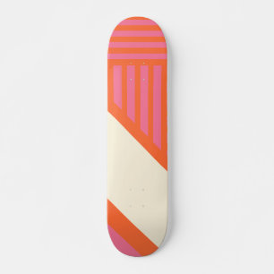 Dreieck Streifen in Rosa, Orange und Creme Skateboard