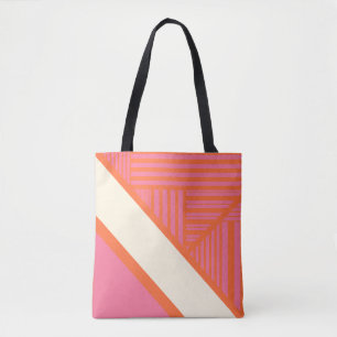 Dreieck Streifen in Rosa, Orange und Creme Tasche
