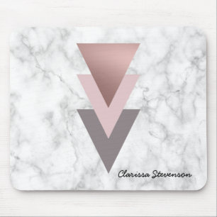 Dreieck-Weißmarmor des eleganten Rosengoldrosas Mousepad
