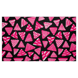 Dreiecke 240121 - Neon Red and White on Black Stoff